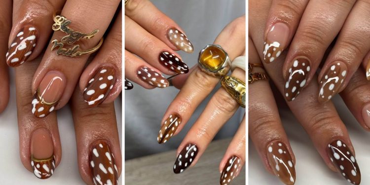 Deer Print Nails Are the Cozy Manicure Taking Over This Winter